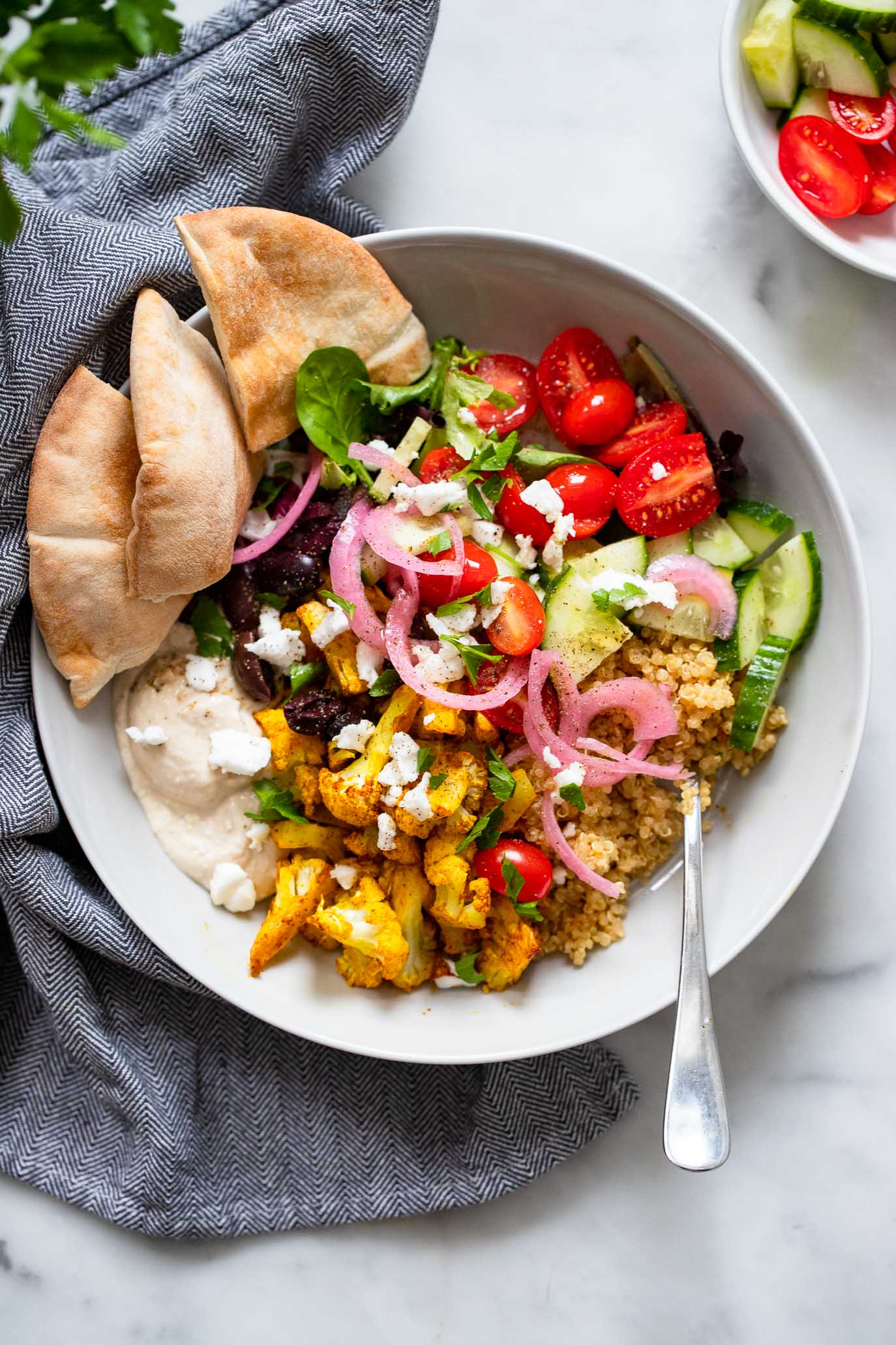 shawarma cauliflower hummus bowls