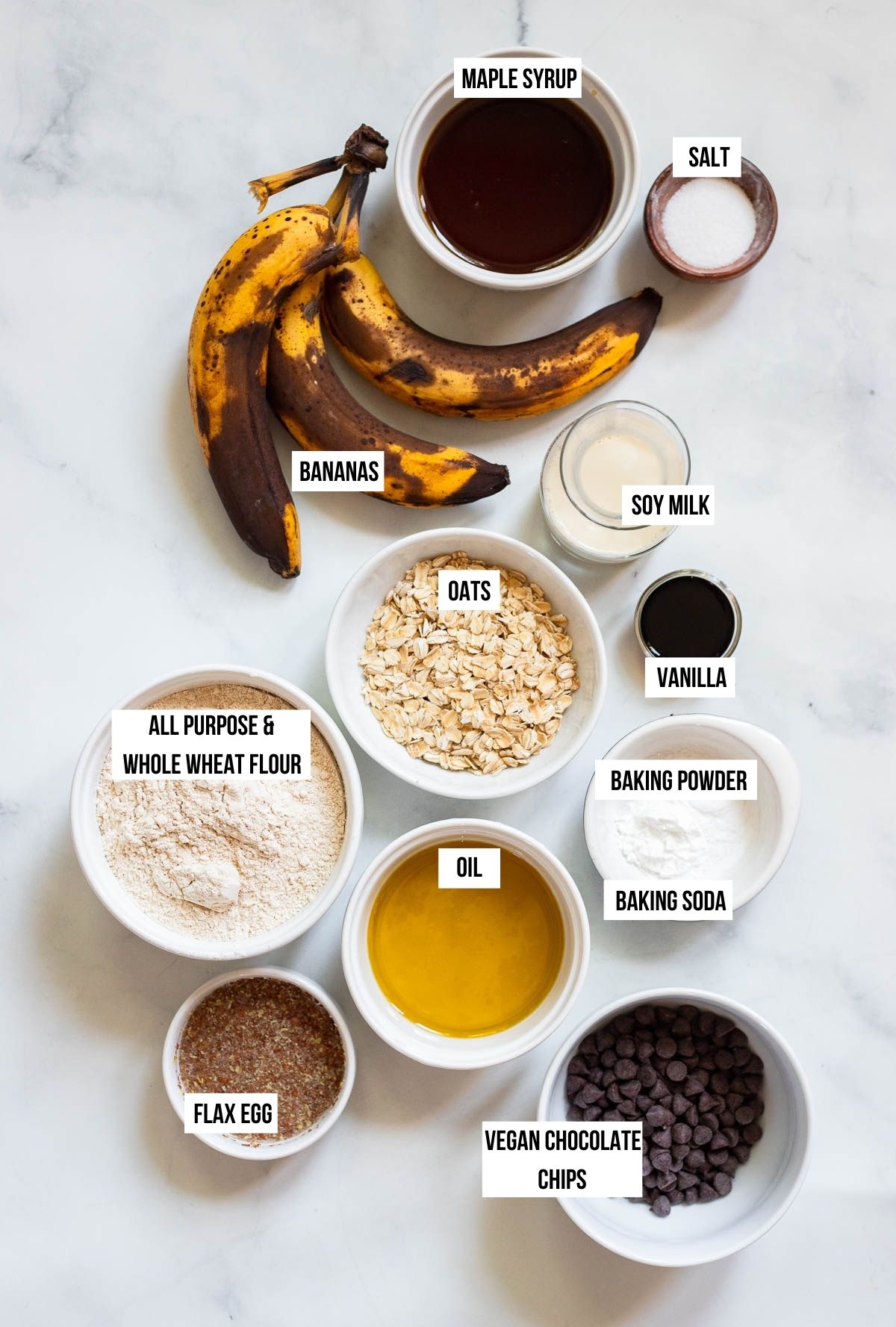 ingredients for banana muffins