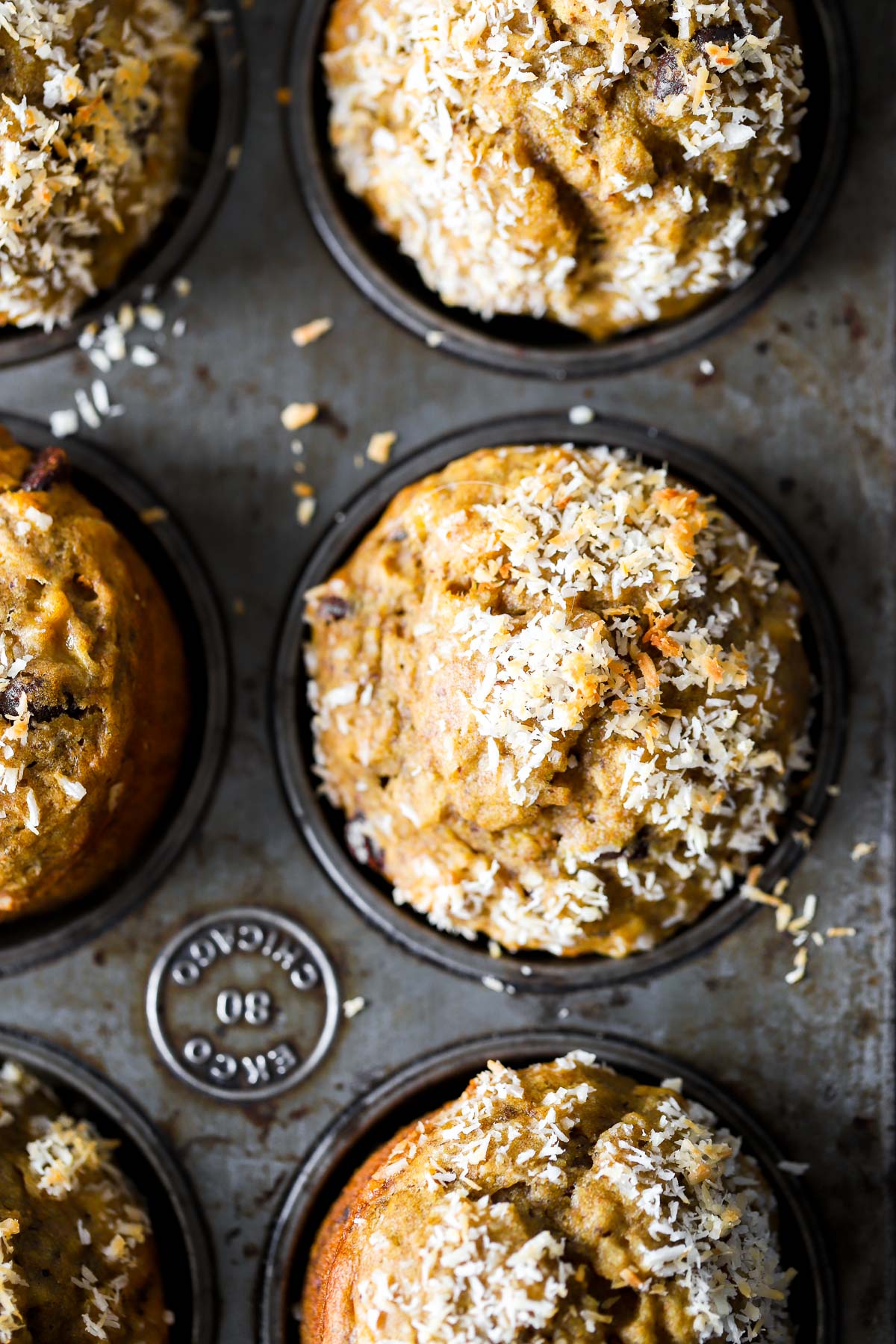 banana muffins in muffin tin.