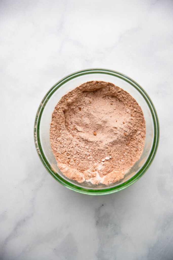 dry ingredients mixed together in bowl.