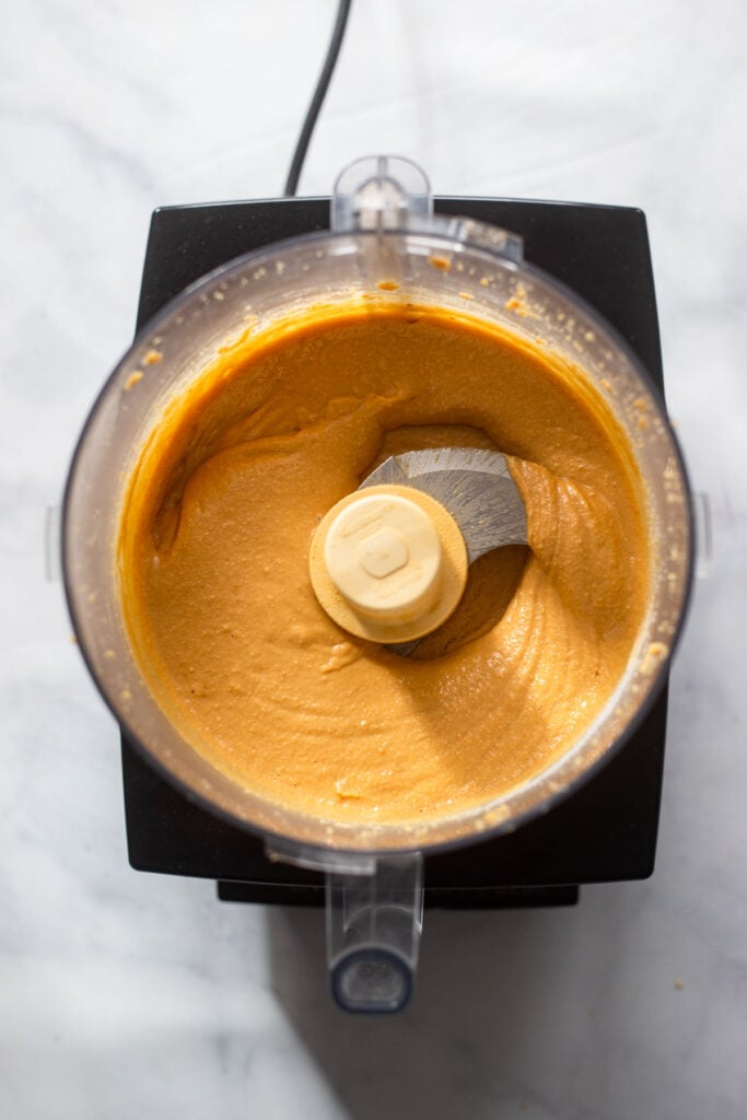 fully blended creamy peanut butter in a food processor.