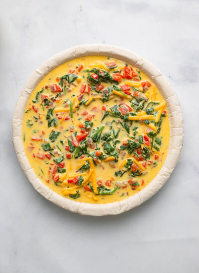 vegan egg quiche RIGHT into the pie crust before baking. 