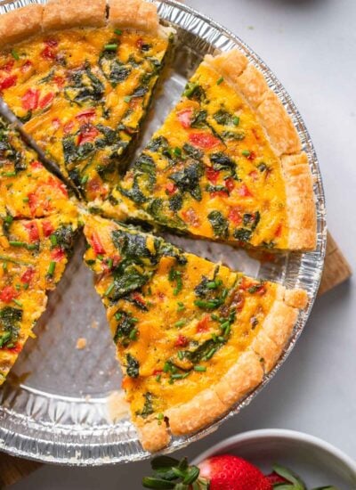 vegan egg quiche JUST in the pan without the slice. 