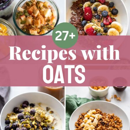 collage with 4 images of oatmeal recipes.