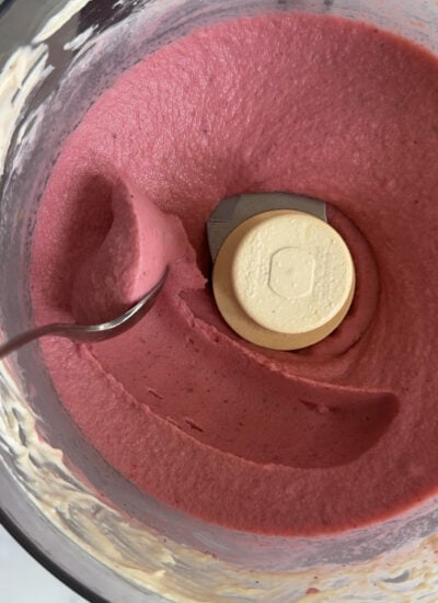 blended strawberry yogurt in a food processor. 