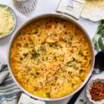 pumpkin lasagna skillet garnished with fresh parsley