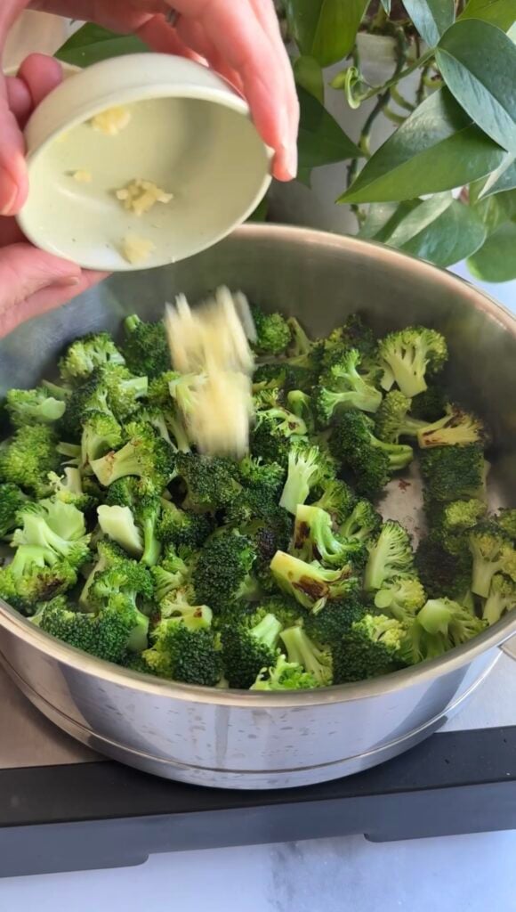 broccoli sauteed in a skillet